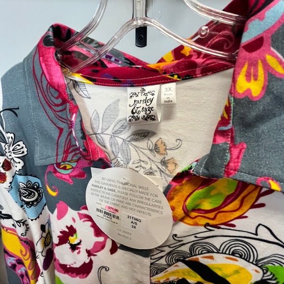 Parsley & Sage Gray Multicolor Paisley Button-Front Shirt - Picture 7 of 10